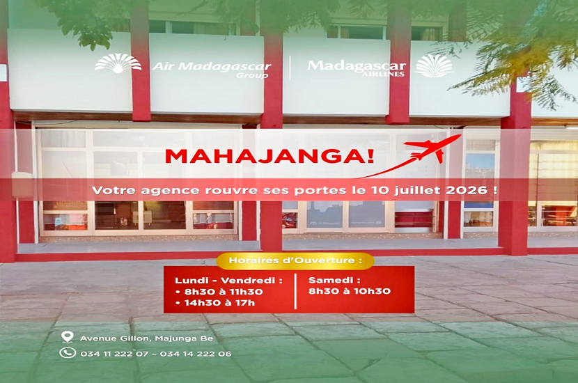 Réouverture de l’agence de Madagascar Airlines à Majunga, dès 10 Juillet 2026 !