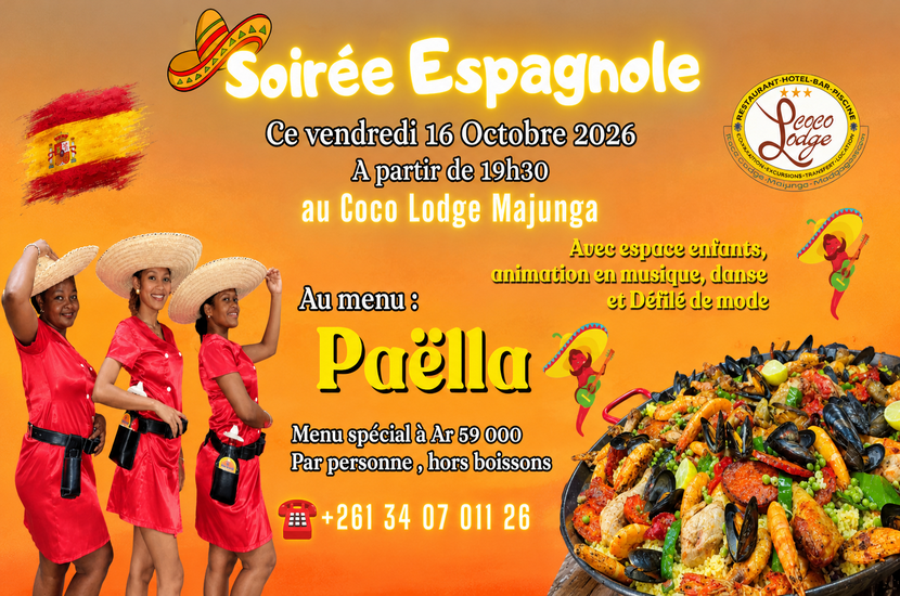 Soirée Espagnole : La paëlla vous attend ce vendredi au Coco Lodge !…