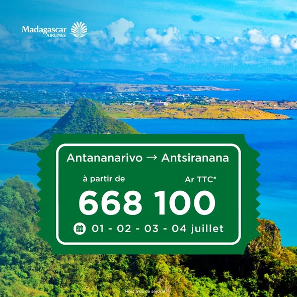 Madagascar Airlines : Vols à prix réduits en juillet 2026 |…